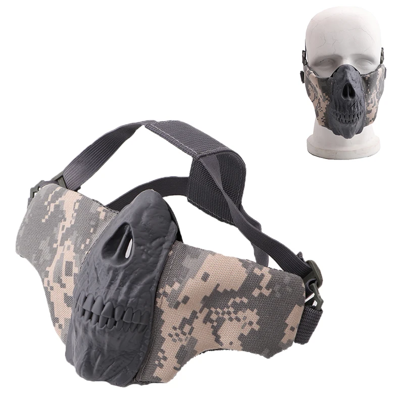 

Tactical Airsoft Head-mounted Half Face Masks Outdoor Field Hunting Camouflage Skull Mask Military CS War Game Paintball Mask