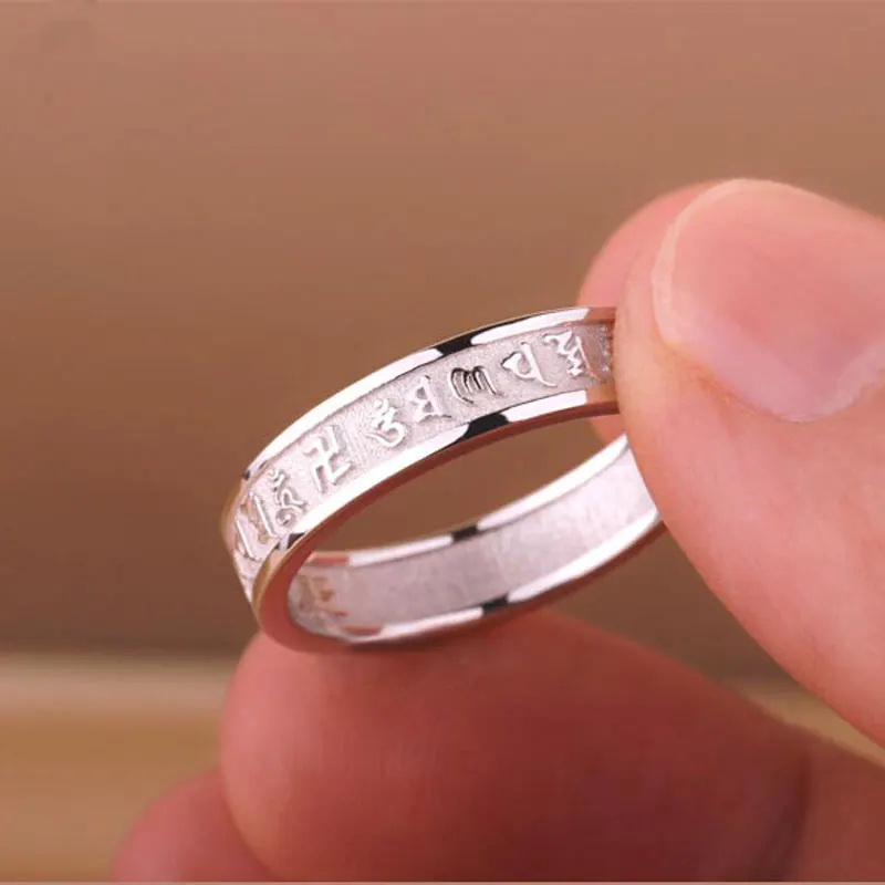 Consecrated 925 Sterling Silver Six Words Mantra Great Bright Mantra Retro Ring Rings Bringing Good Luck and Wealth Evil Spirits
Consecrated 925 Sterling Silver Six Words Mantra Great Bright Mantra Retro Ring Rings Bringing Good Luck and Wealth Evil Spirits