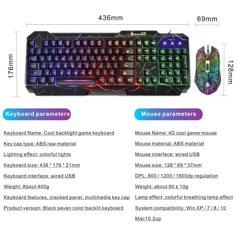 Gaming Keyboard Mouse Combo USB Wired Luminous Keybord Gamer Kit Waterproof MultiMedia LED Backlit Keyboard And Mouse Set For PC
Gaming Keyboard Mouse Combo USB Wired Luminous Keybord Gamer Kit Waterproof MultiMedia LED Backlit Keyboard And Mouse Set For PC