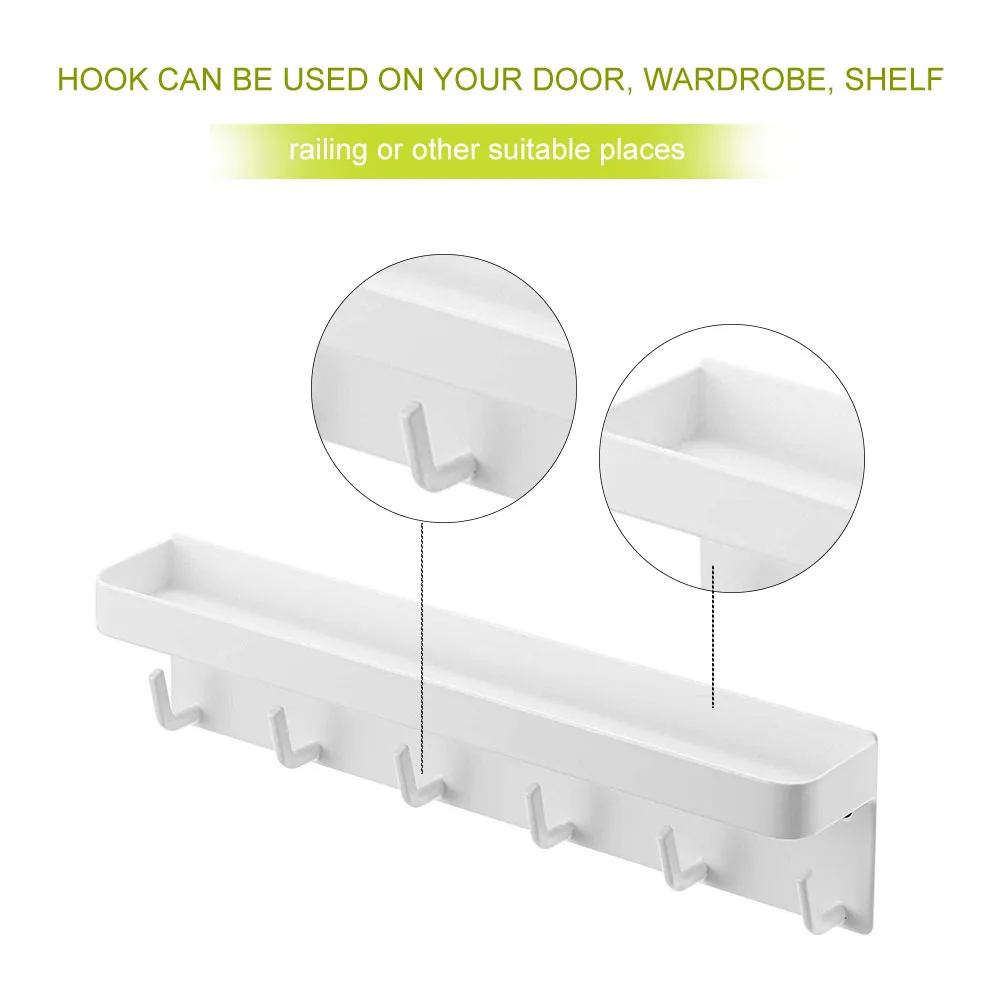 6 Hooks Bedroom Easy Install Carbon Steel With Storage Tray Magnetic Punch Free Door Hanger Heavy Duty Coat Scarf Home Decor
6 Hooks Bedroom Easy Install Carbon Steel With Storage Tray Magnetic Punch Free Door Hanger Heavy Duty Coat Scarf Home Decor
