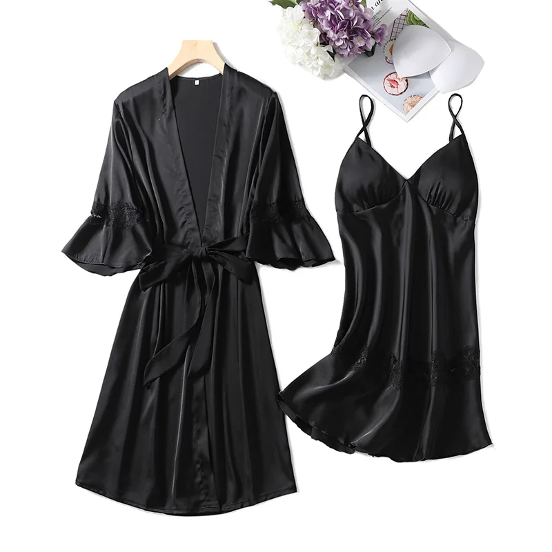 Patchwork Color Kimono Robe Set Sexy Lace Women Satin Nightwear Intimate Lingerie Summer New Bathrobe Gown Blue Sleepwear
Patchwork Color Kimono Robe Set Sexy Lace Women Satin Nightwear Intimate Lingerie Summer New Bathrobe Gown Blue Sleepwear