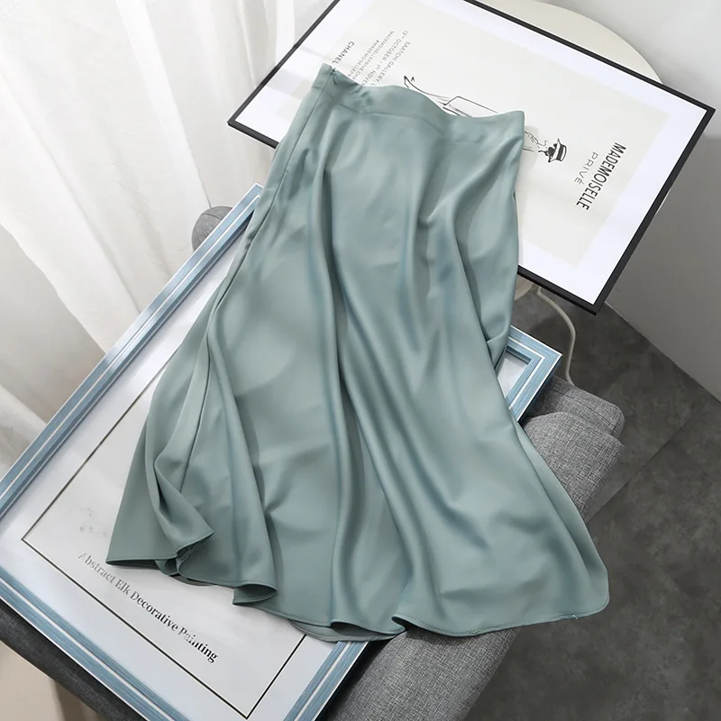 2021 summer women solid quality satin midi skirt vintage side zipper office ladies elegant chic A-line skirts
2021 summer women solid quality satin midi skirt vintage side zipper office ladies elegant chic A-line skirts