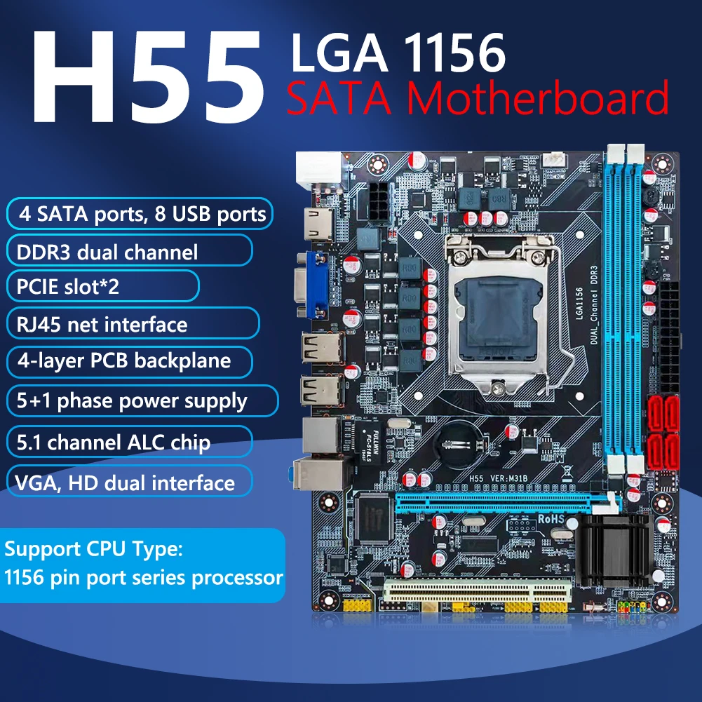 Материнская плата H55 LGA 1156 поддерживает процессор DDR3 и I3/I5/I7 с PCI-Express USB2.0 VGA HM55 P3
Материнская плата H55 LGA 1156 поддерживает процессор DDR3 и I3/I5/I7 с PCI-Express USB2.0 VGA HM55 P3