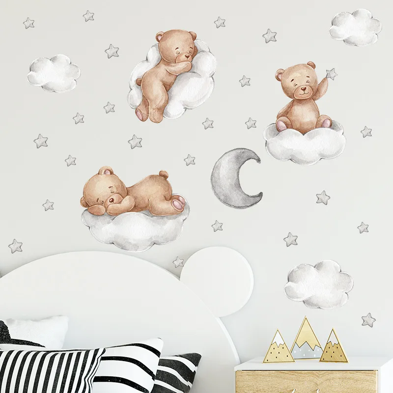 New Cartoon Moon Stars Bears Sleeping On Clouds Good Night Clouds Moon Clouds Children Bedroom Home Wall Decoration Wall Sticker
New Cartoon Moon Stars Bears Sleeping On Clouds Good Night Clouds Moon Clouds Children Bedroom Home Wall Decoration Wall Sticker