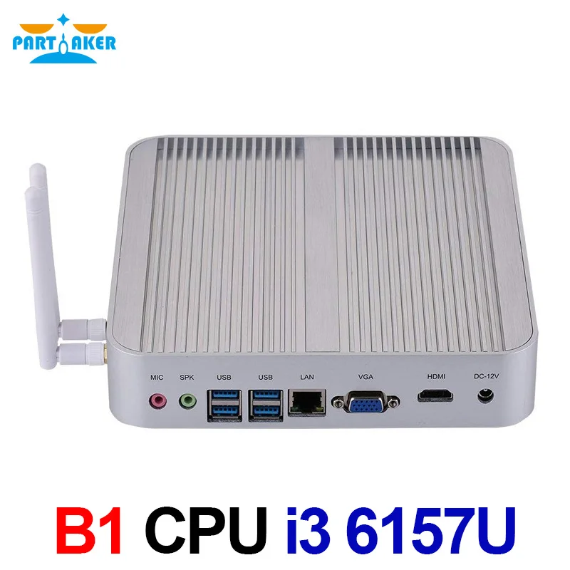 Мини ПК без вентилятора Intel Core i3 6157U Windows 10 4K HTPC тонкий клиентский настольный