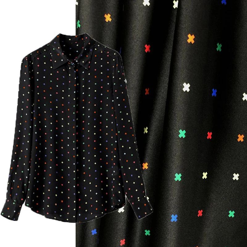 116CM Wide 19MM Cross Print Stretch Black Silk Satin Fabric Good for Summer Dress Skirt Shirt Pants JH209
116CM Wide 19MM Cross Print Stretch Black Silk Satin Fabric Good for Summer Dress Skirt Shirt Pants JH209