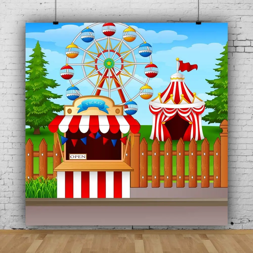 Cartoon Amusement Park Backdrop For Photography Circus Ferris Wheel Fairground Background Playground Carnival Fun Party Kids
Cartoon Amusement Park Backdrop For Photography Circus Ferris Wheel Fairground Background Playground Carnival Fun Party Kids