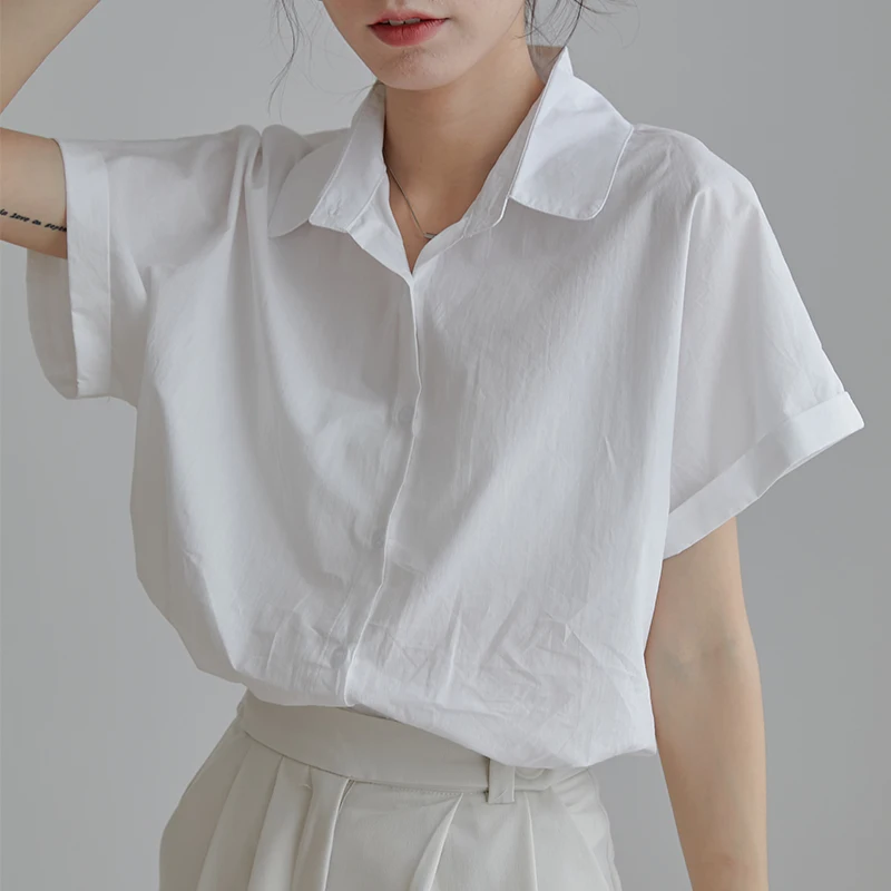 Summer Raglan Sleeve Cotton Loose Female Solid White Shirts Single-breasted Ladies Tops Korean OL Blouse for Women Blusas
Summer Raglan Sleeve Cotton Loose Female Solid White Shirts Single-breasted Ladies Tops Korean OL Blouse for Women Blusas
