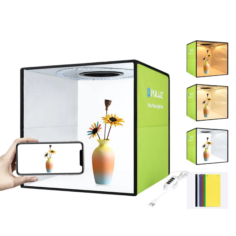 PULUZ light box Mini Foldable Photography LED 30cm Lightbox Studio Shooting Tent Box kit & 6 Color Backdrops Photo studio
PULUZ light box Mini Foldable Photography LED 30cm Lightbox Studio Shooting Tent Box kit & 6 Color Backdrops Photo studio