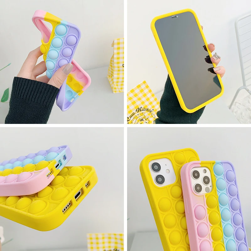 Fashion Rainbow Silicone Phone Case For Iphone 12Mini 12 11Pro Max 6 6s 7 8 Plus X XR XSMax Reliver Stress Bubble Back Cover 
Fashion Rainbow Silicone Phone Case For Iphone 12Mini 12 11Pro Max 6 6s 7 8 Plus X XR XSMax Reliver Stress Bubble Back Cover
