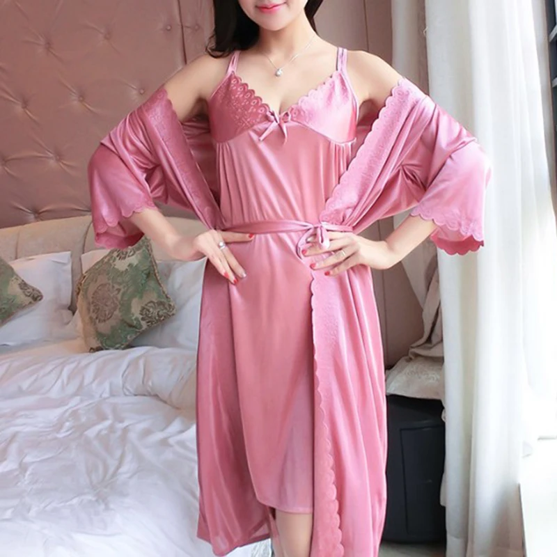 Women's Sexy Pajamas Two-Piece Lace Ice Silk Satin Night Dress Nightgown Homewear Summer Solid Color Sleepwear
Women's Sexy Pajamas Two-Piece Lace Ice Silk Satin Night Dress Nightgown Homewear Summer Solid Color Sleepwear