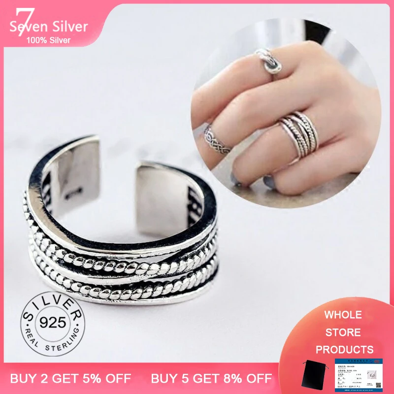 Новые простые эстетические винтажные Ретро линии 925 пробы серебряные украшения лист Популярные не аллергенные Открытые Кольца 
Новые простые эстетические винтажные Ретро линии 925 пробы серебряные украшения лист Популярные не аллергенные Открытые Кольца