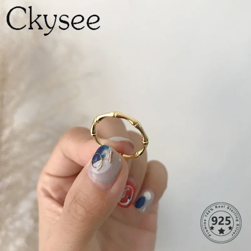 Ckysee Simple 925 Sterling Silver Rings High Quality Golden Bamboo Design Rings For Women Original Fine Jewelry Charms All-Match
Ckysee Simple 925 Sterling Silver Rings High Quality Golden Bamboo Design Rings For Women Original Fine Jewelry Charms All-Match