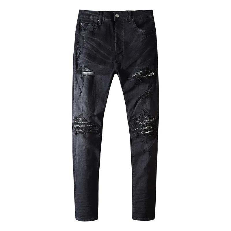 New AM 2022 men's jeans washed water black hole flower stretch slim jeans for men and women high street tide brand denim pants
New AM 2022 men's jeans washed water black hole flower stretch slim jeans for men and women high street tide brand denim pants