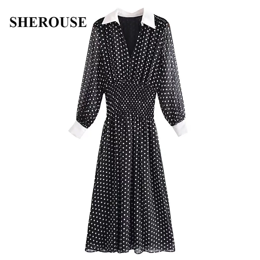 Женское винтажное платье в горошек Sherouse, длинное платье средней длины с v-образным вырезом, длинными рукавами и присборенной резинкой на тал...
Женское винтажное платье в горошек Sherouse, длинное платье средней длины с v-образным вырезом, длинными рукавами и присборенной резинкой на тал...