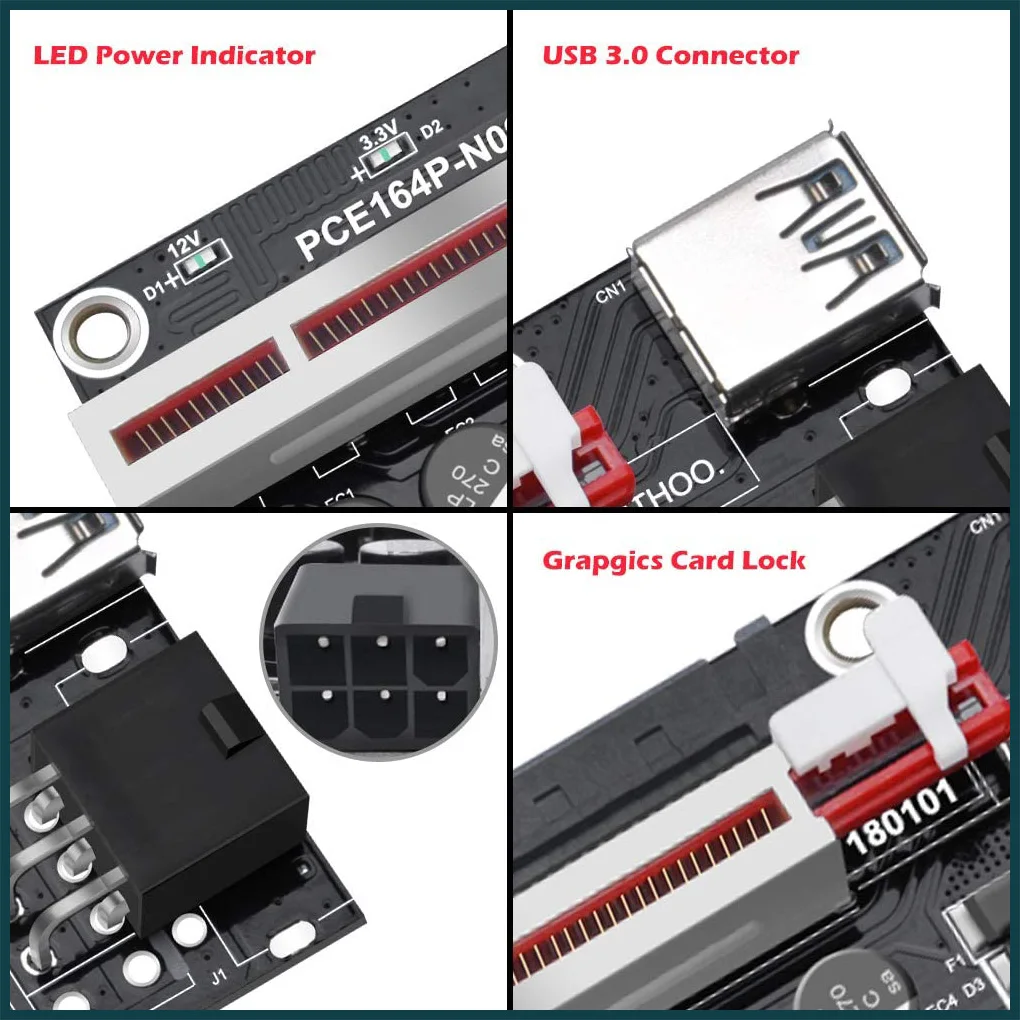 6pcs 2021 VER009S Plus PCI-E PCIE Riser Card 009s PCI Express Adapter Molex 6Pin SATA to USB 3.0 Cable 1X 16X Extender
6pcs 2021 VER009S Plus PCI-E PCIE Riser Card 009s PCI Express Adapter Molex 6Pin SATA to USB 3.0 Cable 1X 16X Extender