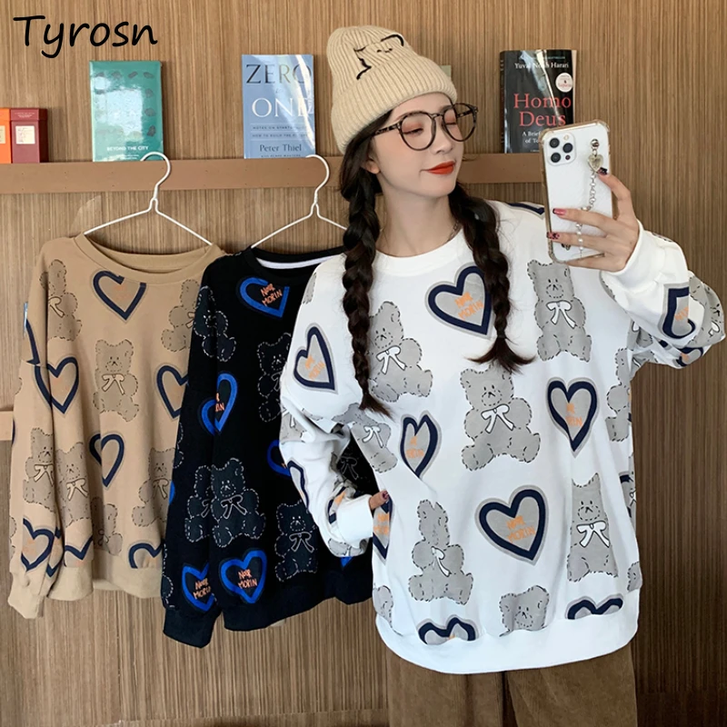 Hoodies Women Sweet Kawaii High Street Loose All-match O-neck Long Sleeve Top Chic Design Cartoon Bear-printing Sweatshirts Girl
Hoodies Women Sweet Kawaii High Street Loose All-match O-neck Long Sleeve Top Chic Design Cartoon Bear-printing Sweatshirts Girl