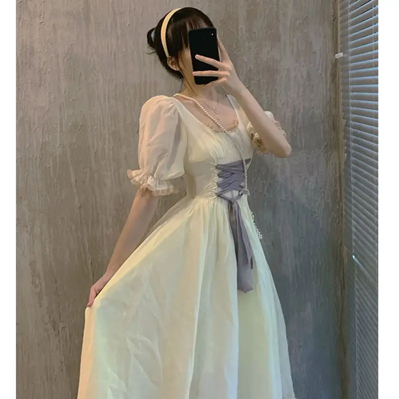 Palace Style Retro Chic Princess Dress Elegant Lace-up Ruffled Hepburn style French Gentle Tea Party Dress
Palace Style Retro Chic Princess Dress Elegant Lace-up Ruffled Hepburn style French Gentle Tea Party Dress