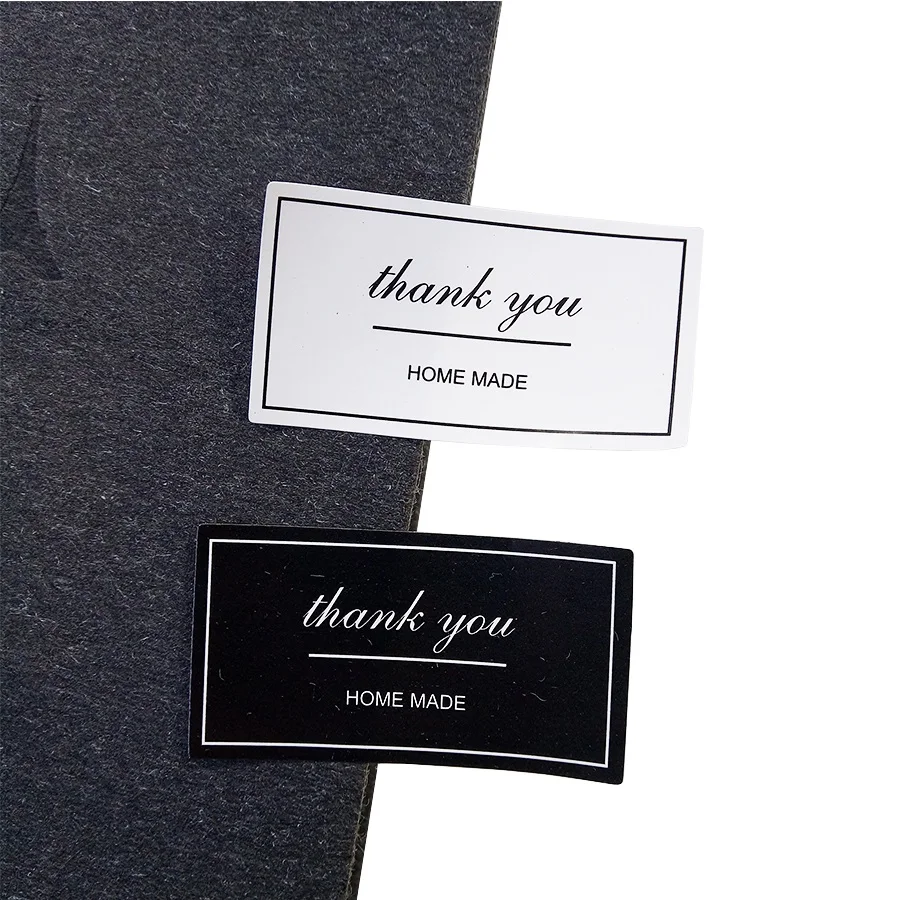 

100pcs/lot Black And White 'Thank You' Rectangular Seal Sticker Gift Sticker For DIY Homemade Bakery Packaging Decoration Label