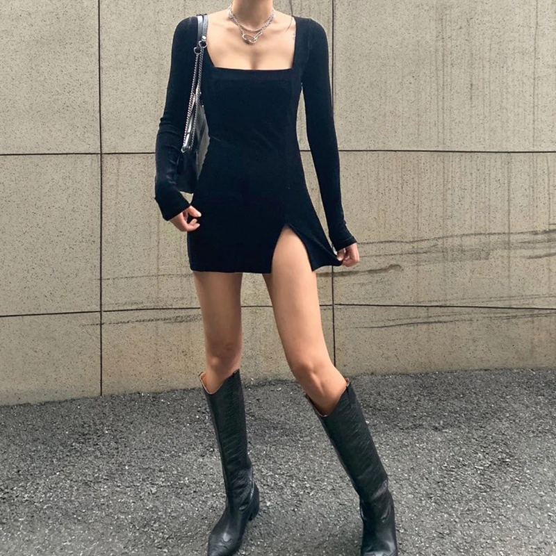 Velvet Women Dress Bodycon Modis Soild Autumn Winter 2021 Elegent Split Femme Dresses Party Long Sleeve Gothic Clothes
Velvet Women Dress Bodycon Modis Soild Autumn Winter 2021 Elegent Split Femme Dresses Party Long Sleeve Gothic Clothes
