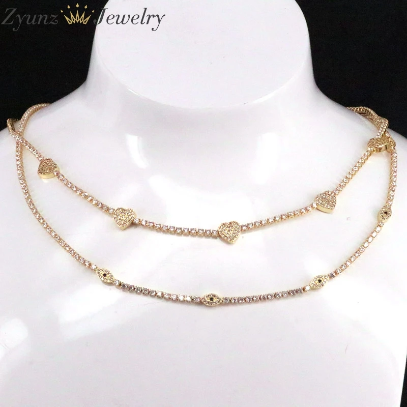 3PCS, Gold Color Crystal Heart / Eye Beads Necklace With CZ Tennis Chain, Bride Jewelry for Wedding
3PCS, Gold Color Crystal Heart / Eye Beads Necklace With CZ Tennis Chain, Bride Jewelry for Wedding