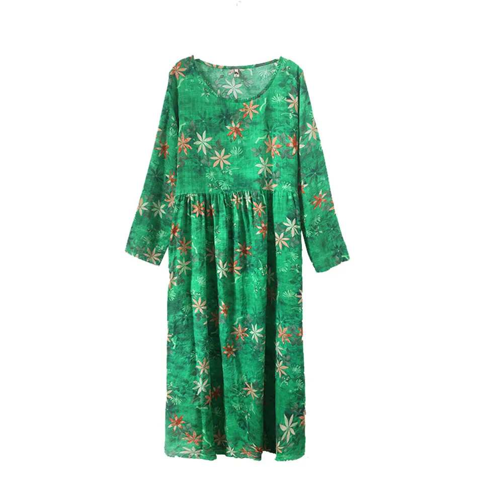 Casual Spring Floral Printed Cotton and Linen Dress Women Elegant Loose Long Dress Retro Holiday Party Dress Female Vestido
Casual Spring Floral Printed Cotton and Linen Dress Women Elegant Loose Long Dress Retro Holiday Party Dress Female Vestido