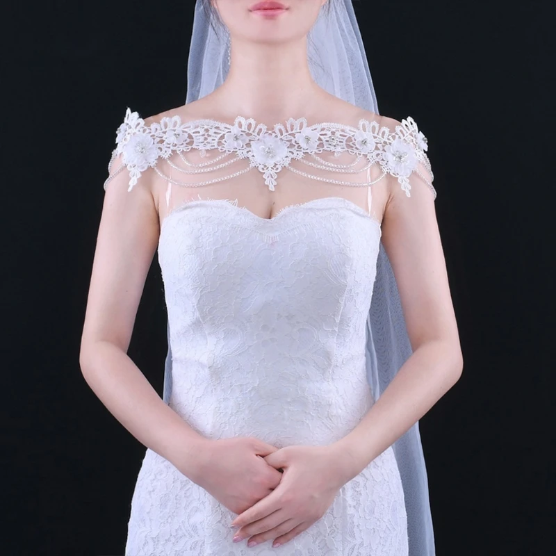 Wedding Bridal Jewelry Off Shoulder Chain Necklace Embroidery Lace Flower Bib Collar Faux Crystal Beading Shawl Wrap
Wedding Bridal Jewelry Off Shoulder Chain Necklace Embroidery Lace Flower Bib Collar Faux Crystal Beading Shawl Wrap