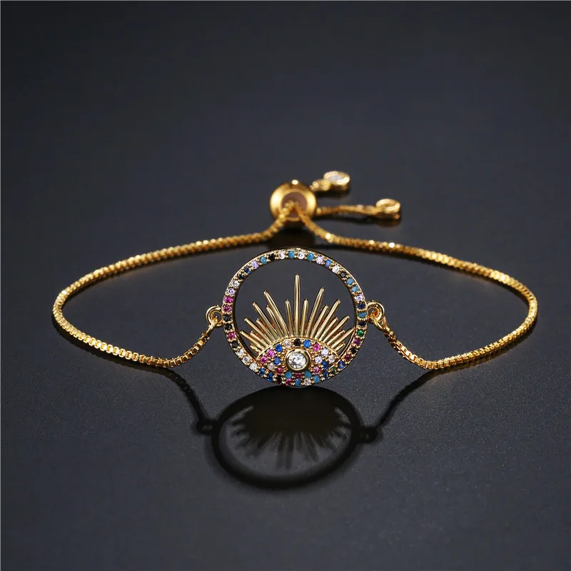 VAGZEB Fashion Colourful CZ Lucky Evil Eye Bracelet Gold/Silver Color Adjustable Chain Bracelet & Bangle Female Wedding Jewelry
VAGZEB Fashion Colourful CZ Lucky Evil Eye Bracelet Gold/Silver Color Adjustable Chain Bracelet & Bangle Female Wedding Jewelry