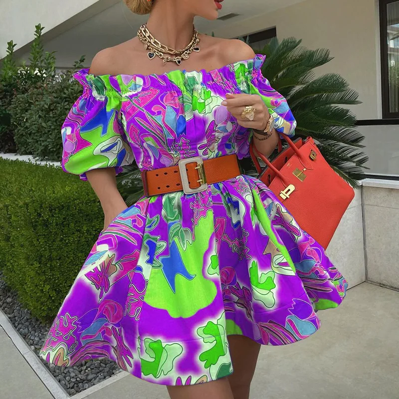 Sexy Women Mini Dress Autumn Fashion Slash-neck Lantern Sleeve Ladies Dress Casual Vintage Printed Elegant Loose Party Dresses
Sexy Women Mini Dress Autumn Fashion Slash-neck Lantern Sleeve Ladies Dress Casual Vintage Printed Elegant Loose Party Dresses