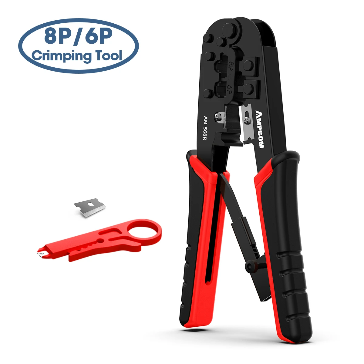 AMPCOM Modular RJ45 RJ11 Crimp Tool with Wire Cutter and Stripper Network Cable Ethernet Crimper Cutter Stripper Plier for 6P 8P
AMPCOM Modular RJ45 RJ11 Crimp Tool with Wire Cutter and Stripper Network Cable Ethernet Crimper Cutter Stripper Plier for 6P 8P