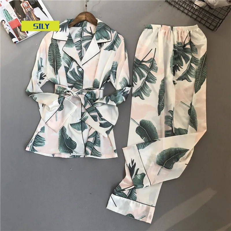 Lisacmvpnel Spring Printing Pattern Women Pajama Set Rayon Sleepwear Long Sleeve Trousers Two Paper Suit
Lisacmvpnel Spring Printing Pattern Women Pajama Set Rayon Sleepwear Long Sleeve Trousers Two Paper Suit