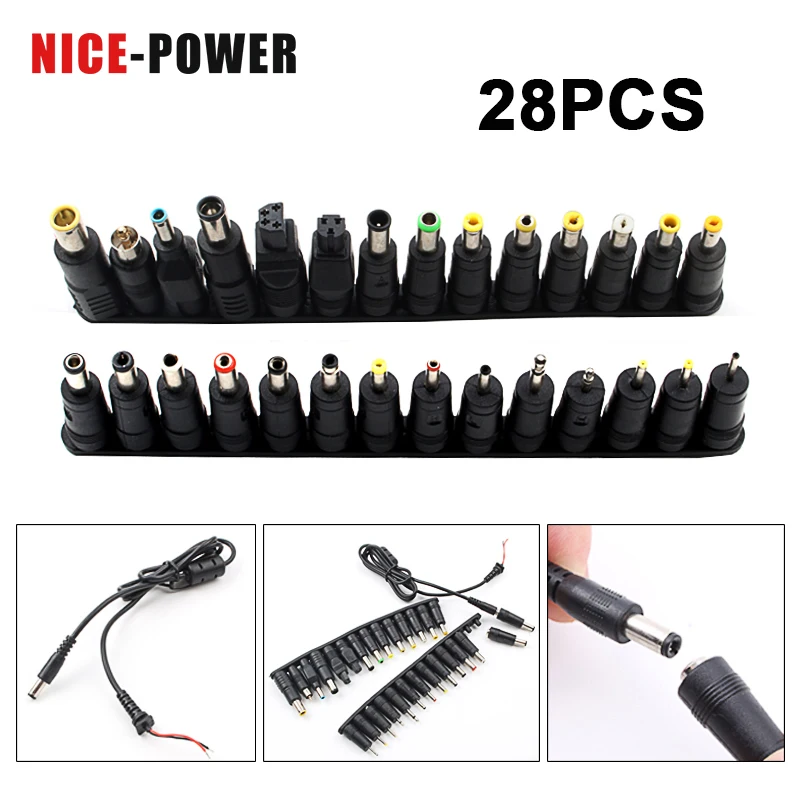 Universal AC DC Jack Charger Connector Plug for Laptop /Notebook AC DC Power Adapter with Cable 1 Set /28pcs
Universal AC DC Jack Charger Connector Plug for Laptop /Notebook AC DC Power Adapter with Cable 1 Set /28pcs