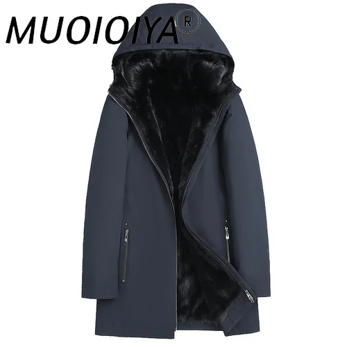

MUOIOYIA Winter Fur Jacket Men Real Mink Fur Liner Coat Male Hooded Warm Midi Fur Parkas Man Korean Outwear Abrigo Hombre SQQ816