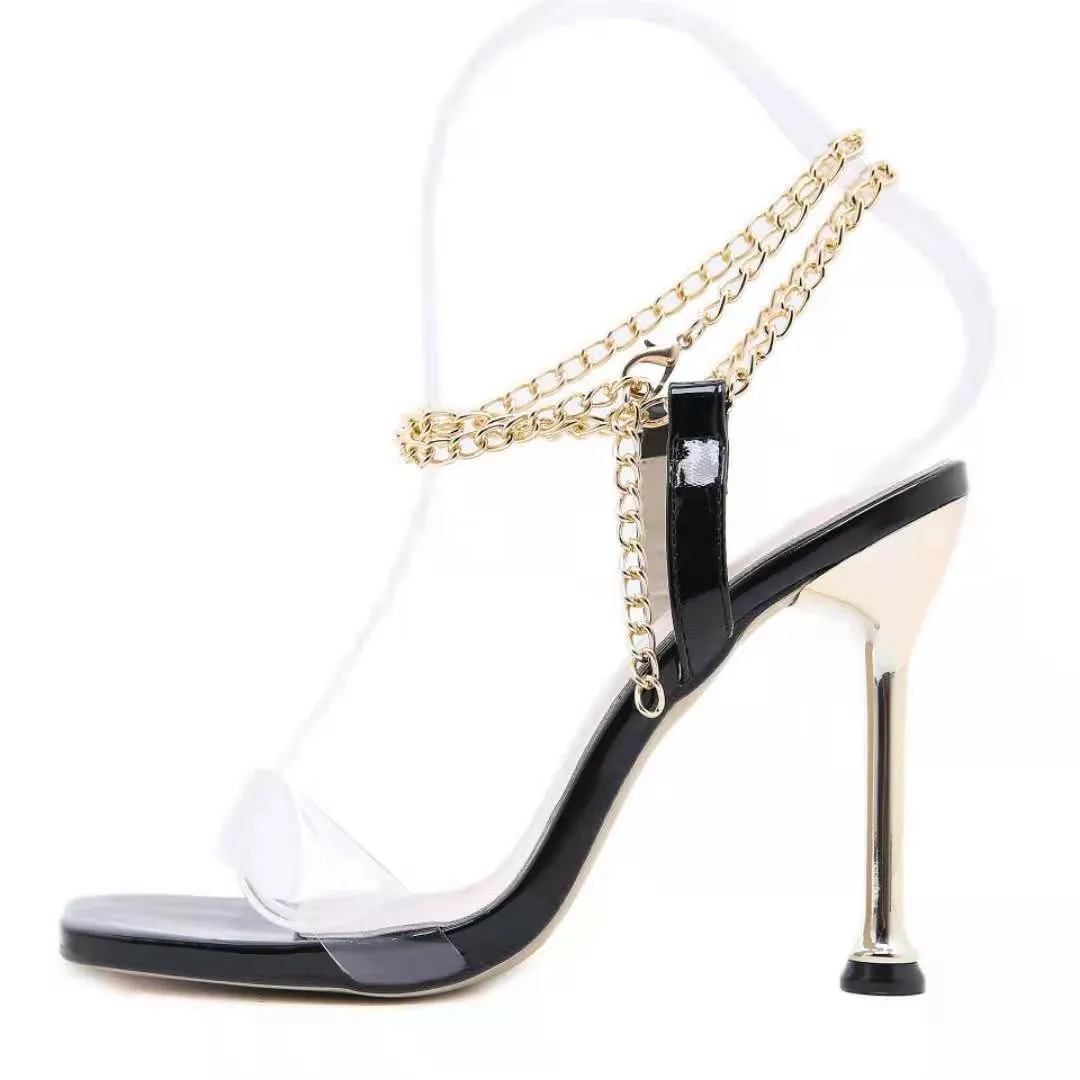 Summer Thin High Heels Women's Shoes Fashion Sexy Metal Chain Decoration Outdoor Party Cross-Tied Retro Head Peep Toe Sandals
Summer Thin High Heels Women's Shoes Fashion Sexy Metal Chain Decoration Outdoor Party Cross-Tied Retro Head Peep Toe Sandals