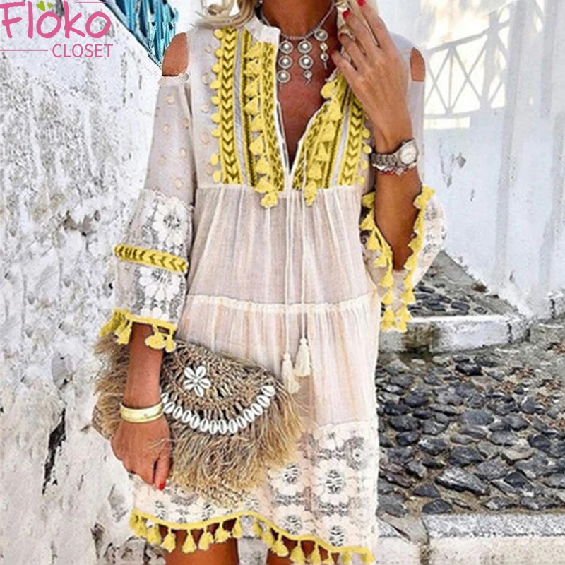 Flokocloset Summer Bohemian Print Hollow Out Tassels Mini Dress Casual V-Neck Vintage Party Boho Sundress
Flokocloset Summer Bohemian Print Hollow Out Tassels Mini Dress Casual V-Neck Vintage Party Boho Sundress