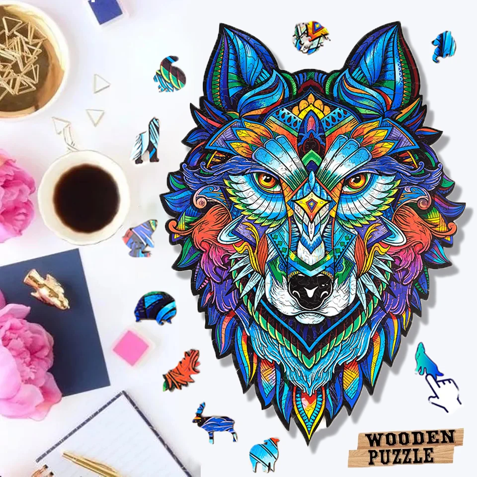 3D Puzzle Wooden Lion Fox Wolf Guardian Dragon Plane English Boxed Animal Color Wood Alien | Игрушки и хобби
