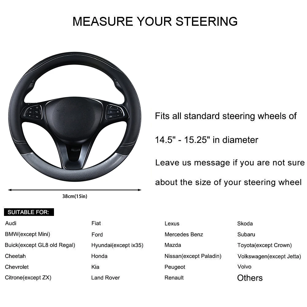 PU Leather Universal Steering Wheel Cover 38CM Car-styling Sport Auto Steering Wheel Covers Anti-Slip Automotive Accessories
PU Leather Universal Steering Wheel Cover 38CM Car-styling Sport Auto Steering Wheel Covers Anti-Slip Automotive Accessories