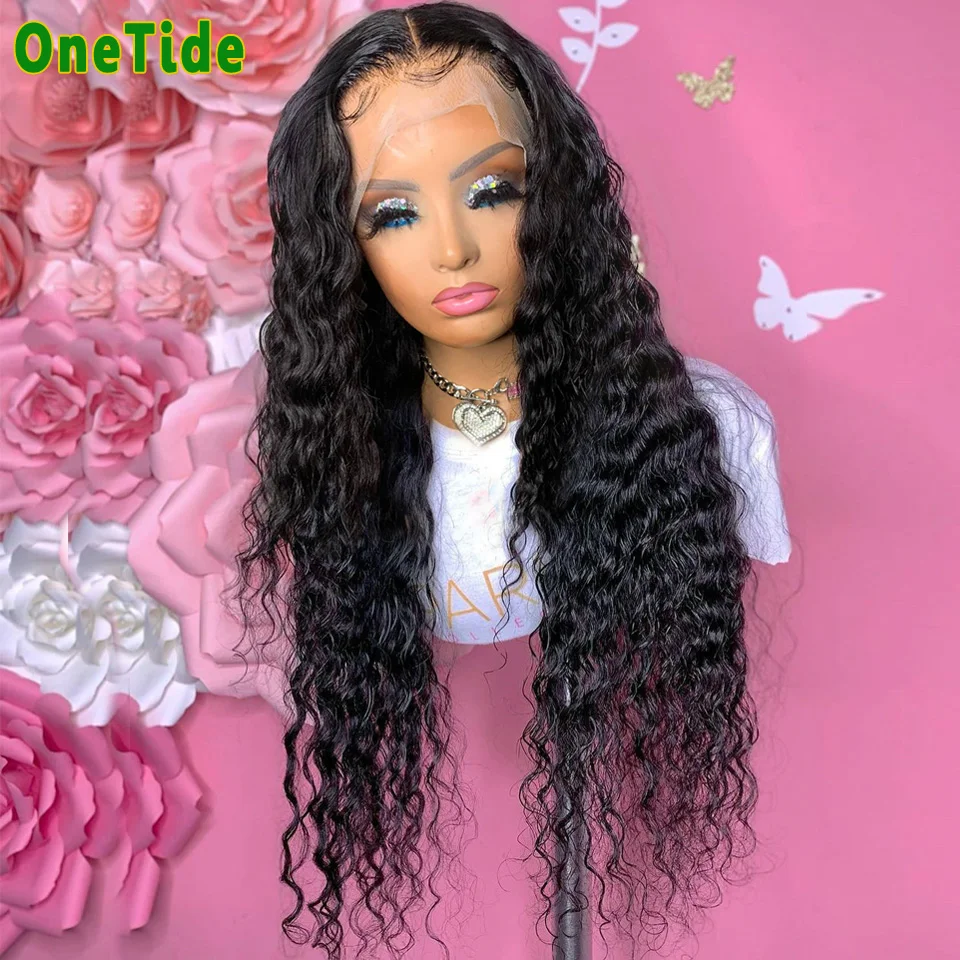 

Onetide Deep Curly Lace Front Wig Brazilian Human Hair Wigs For Women 30 Inch 13X4X1 Lace Frontal Wig Deep Wave Frontal Wig