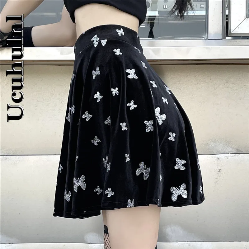 Ucuhulnl Grunge High Waist Pleated Skirt Women Fashion Butterfly A-line Velvet Skirt Harajuku Summer
Ucuhulnl Grunge High Waist Pleated Skirt Women Fashion Butterfly A-line Velvet Skirt Harajuku Summer