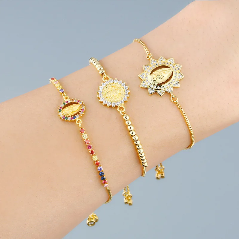 3 Style Retro Colorful Zircon Virgin Mary Pendant Bracelet Femme Adjustable Religious Christian Jewelry For Men Protection Gift
3 Style Retro Colorful Zircon Virgin Mary Pendant Bracelet Femme Adjustable Religious Christian Jewelry For Men Protection Gift