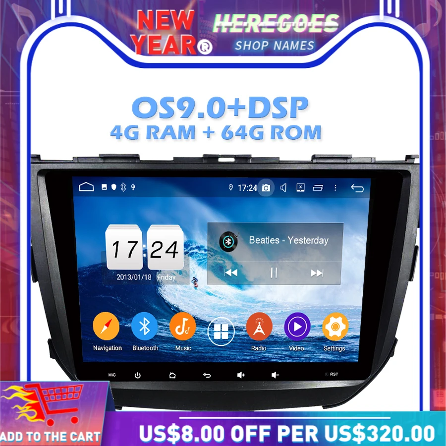 IPS DSP Android 9 0 4 Гб Оперативная память 64 Встроенная 8 CORE dvd плеер для автомобиля Wi Fi