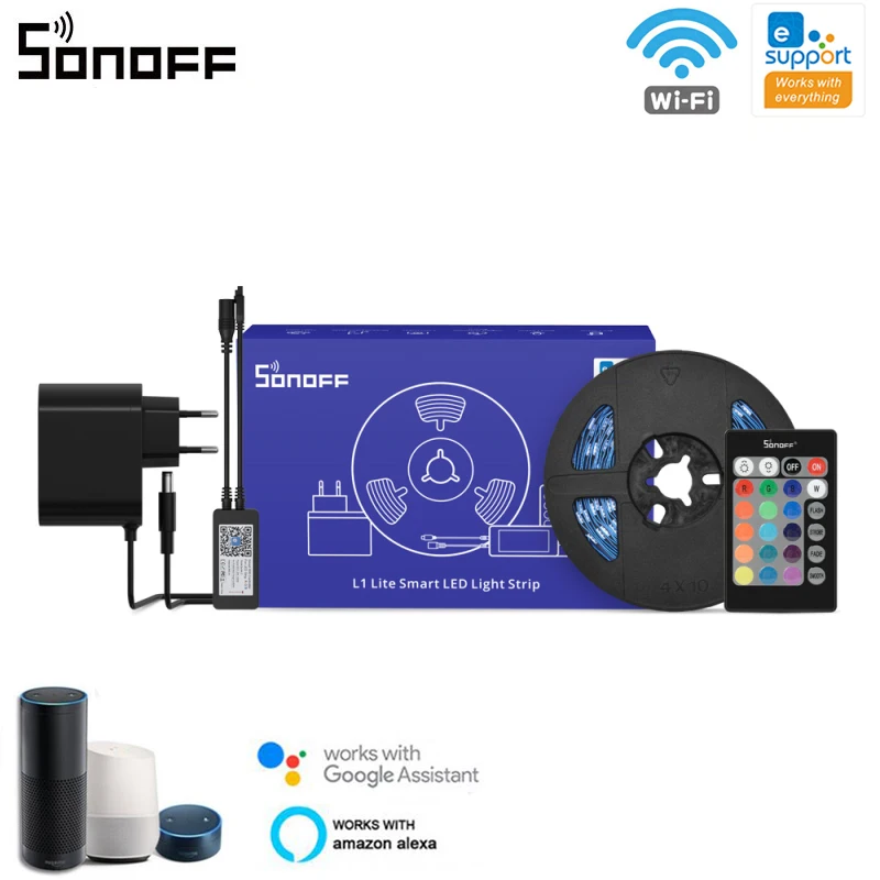 SONOFF L1 Lite 5M Smart LED Light Strip Dimmable EU/ US WiFi Flexible RGB Strip Lights APP Remote Control For Alexa Google Home
SONOFF L1 Lite 5M Smart LED Light Strip Dimmable EU/ US WiFi Flexible RGB Strip Lights APP Remote Control For Alexa Google Home
