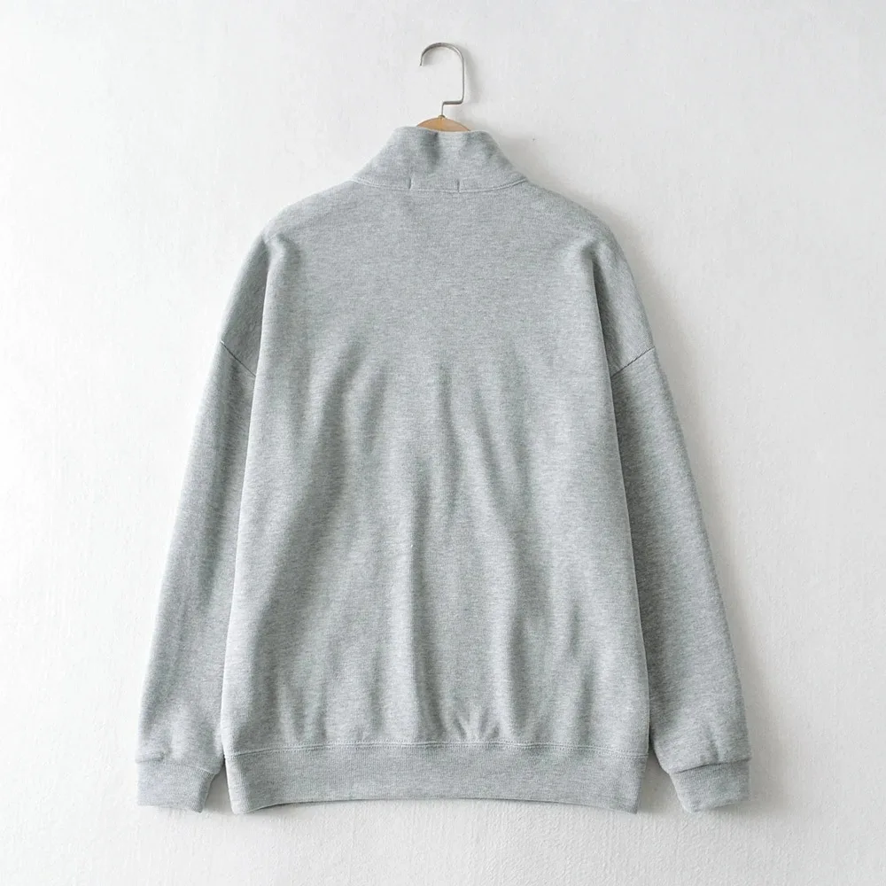 Spring Autumn US Retro Letter Printing Lapel Half-open Zipper Casual Loose Pullover College Style Ladies Sports Sweatershirt
Spring Autumn US Retro Letter Printing Lapel Half-open Zipper Casual Loose Pullover College Style Ladies Sports Sweatershirt