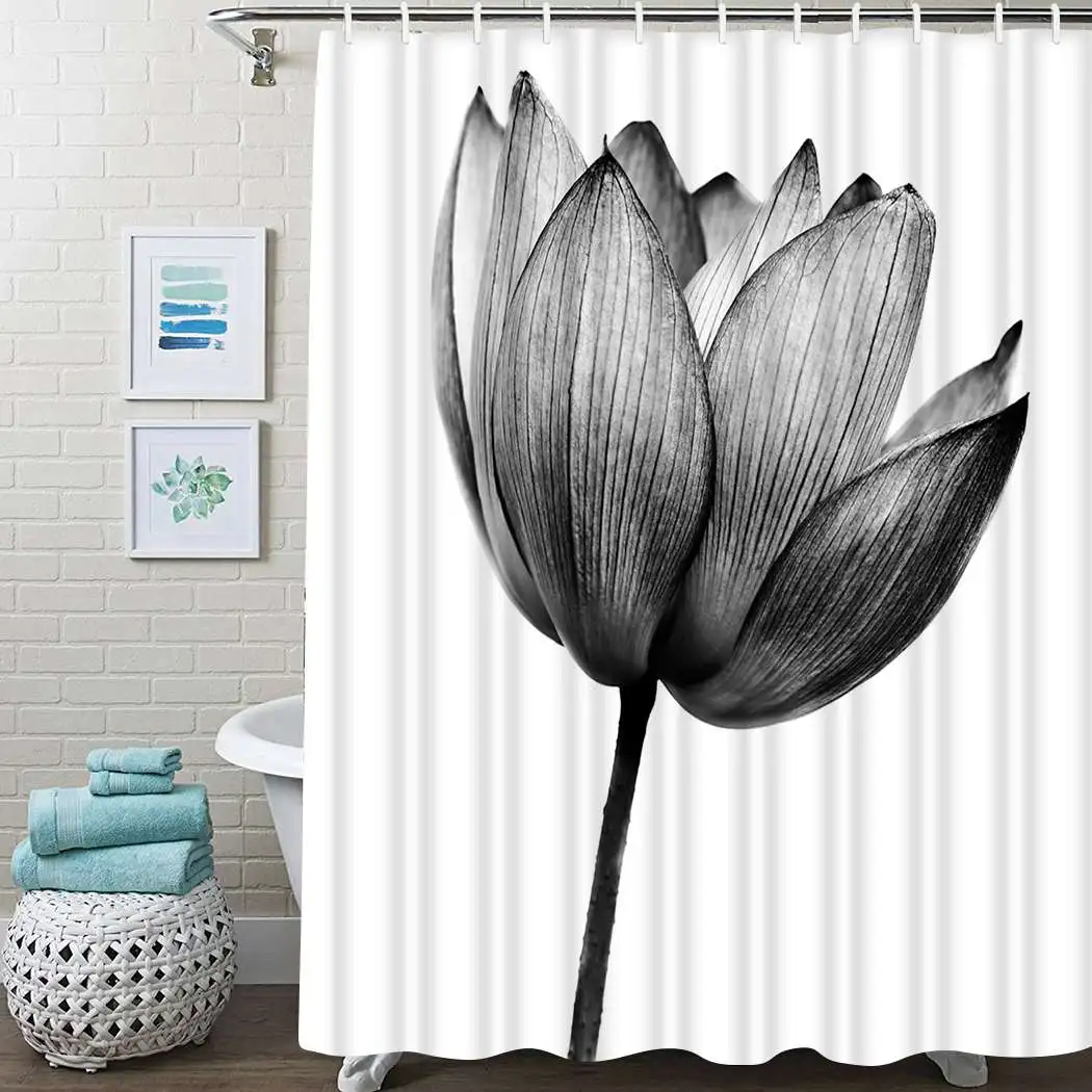 Black And White Shower Curtain Hibiscus Gift Shower Curtain Waterproof Fabric For Bathroom Decor Shower Curtains Set with Hooks 
Black And White Shower Curtain Hibiscus Gift Shower Curtain Waterproof Fabric For Bathroom Decor Shower Curtains Set with Hooks