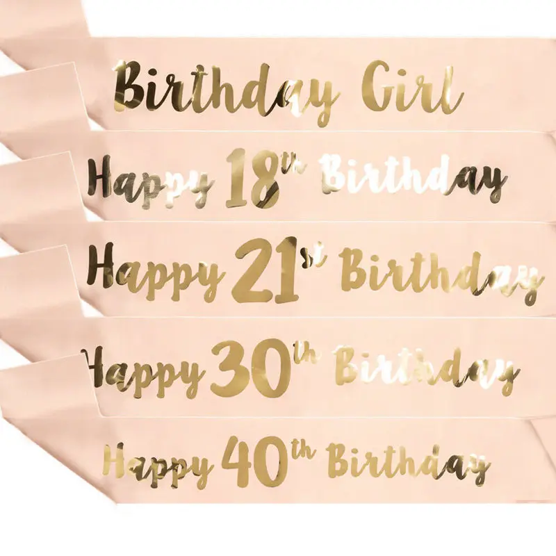 18/21/30/40/50/60 Birthday Girl Rose Gold Happy Birthday Funny Sash for Women Party Decoration Supplies Mom Favor Gifts Ribbons
18/21/30/40/50/60 Birthday Girl Rose Gold Happy Birthday Funny Sash for Women Party Decoration Supplies Mom Favor Gifts Ribbons