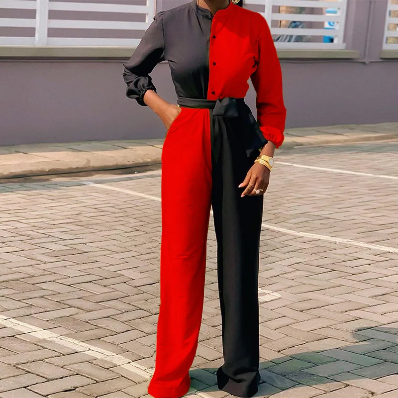 Active two-color patchwork long-sleeved buttoned belt jumpsuit for ladies one piece overall jumpsuit spring and winter hot sale
Active two-color patchwork long-sleeved buttoned belt jumpsuit for ladies one piece overall jumpsuit spring and winter hot sale