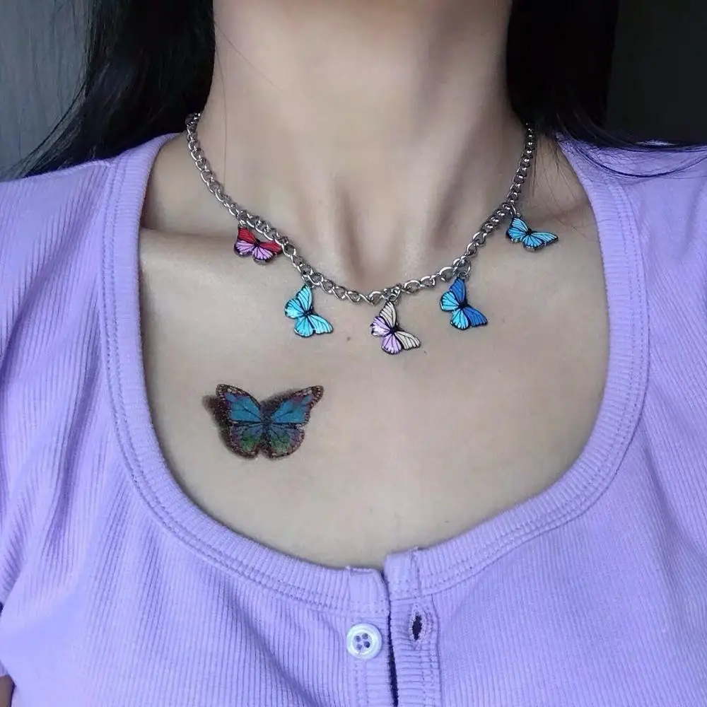 Colorful Enamel Butterfly Pendant Chocker Silver Color Link Chain Butterfly Charm Choker Necklace for Women Summer Jewelry Girls
Colorful Enamel Butterfly Pendant Chocker Silver Color Link Chain Butterfly Charm Choker Necklace for Women Summer Jewelry Girls
