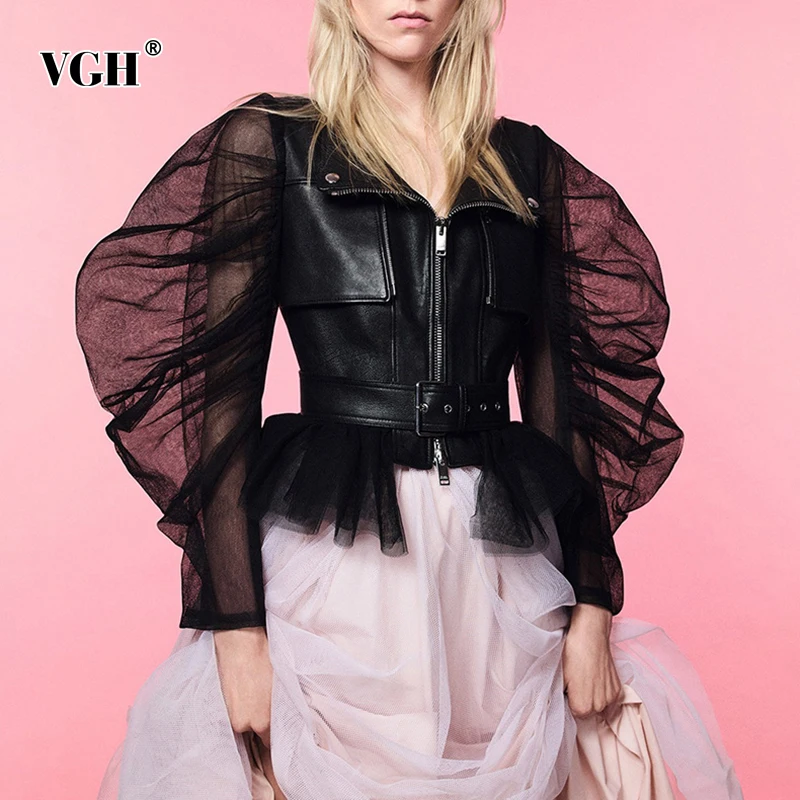 Женское короткое пальто VGH из искусственной кожи с кружевной вставкой, Корейская Модная приталенная куртка с V-образным вырезом и длинными р...
Женское короткое пальто VGH из искусственной кожи с кружевной вставкой, Корейская Модная приталенная куртка с V-образным вырезом и длинными р...