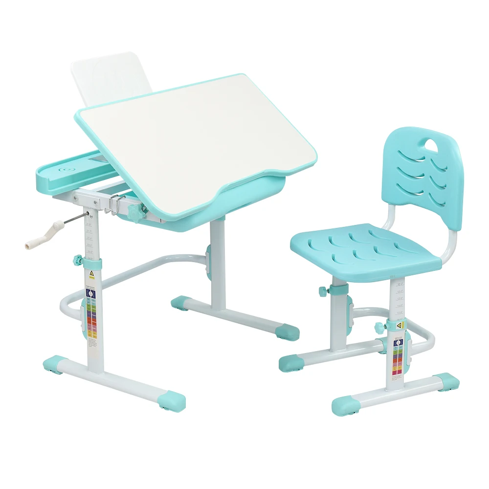 80Cm Hand-Operated Lifting Table Top Can Tilt Kid Study Table And Chair Blue- Green With Reading Frame Without Lamp
80Cm Hand-Operated Lifting Table Top Can Tilt Kid Study Table And Chair Blue- Green With Reading Frame Without Lamp