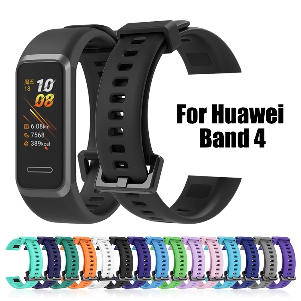 

Silicone Strap For Huawei Band 4 Watchband huawei4 band4 Silica Gel Bracelet Wristband Straps Replacement Bands Adjustable